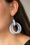 Load image into Gallery viewer, RETRO RIVIERA - SILVER WHITE GRAY ACRYLIC EARRINGS
