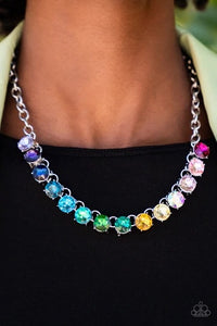RAINBOW RESPLENDENCE - MULTI COLOR GEM OMBRE SILVER NECKLACE - LIFE OF THE PARTY JUNE 2022