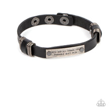 Load image into Gallery viewer, MAKE IT POSSIBLE - BLACK LEATHER &quot;WITH GOD ALL THINGS ARE POSSIBLE, MATT 19:26&quot; SILVER ACCENT BRACELET
