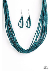 Wide Open Spaces Seabead Necklace- Teal Blue
