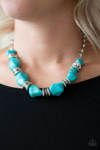 Stunningly Stone Age - Blue & Silver Necklace