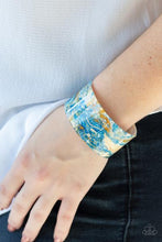 Load image into Gallery viewer, Marbled Mystique - Multi Color Blue Beige Acrylic Cuff Bracelet
