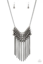 Load image into Gallery viewer, DIVA-DE AND RULE - BLACK GUN METAL BEAD CHAIN FRINGE NECKLACE
