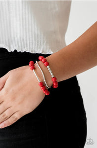 New Adventures - Red - Set of 3 Stretchy Band - Bracelets