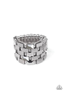 Checkered Couture - Silver Rhinestones Ring