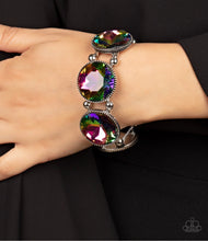 Load image into Gallery viewer, POWERHOUSE HUSTLE - MULTI OIL SPILL GEM SILVER STRETCHY BRACELET
