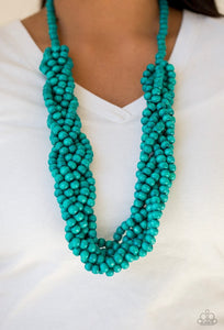 Tahiti Tropic Blue  Wood Necklace