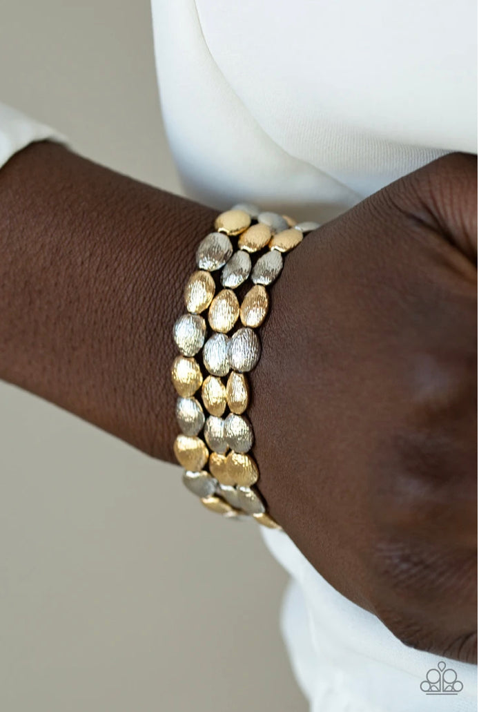 Basic Bliss - Multi - Gold and Silver Beads - Set of 3 Bracelets