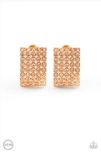 Hollywood Hotshot- Gold Clip-On Earrings