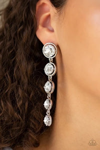 Drippin In Starlight - White Rhinestone Earrings