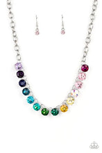 Load image into Gallery viewer, RAINBOW RESPLENDENCE - MULTI COLOR GEM OMBRE SILVER NECKLACE - LIFE OF THE PARTY JUNE 2022

