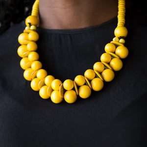 Caribbean Cover Girl - Yellow Wood Bead Necklace