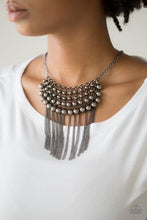 Load image into Gallery viewer, DIVA-DE AND RULE - BLACK GUN METAL BEAD CHAIN FRINGE NECKLACE
