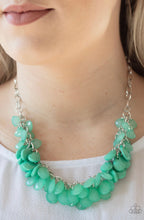 Load image into Gallery viewer, Colorfully Clustered - Green - Minty Teardrop Beads - Silver Chain Necklace &amp; Earrings
