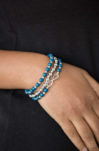 Paparazzi Immeasurably Infinite - Blue - Silver Infinity Charm - Set of 3 Bracelets