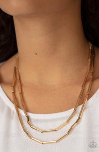 A PIPE DREAM - GOLD METALLIC LAYERED NECKLACE