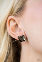 Load image into Gallery viewer, The Big Bang - Silver - Hematite Princess Cut - Post Earrings
