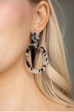 Load image into Gallery viewer, Fish Out of Water- White Black Spekled Acyrlic Earrings
