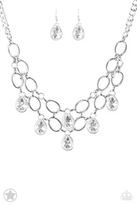 Show-Stopping Shimmer Necklace Set-White